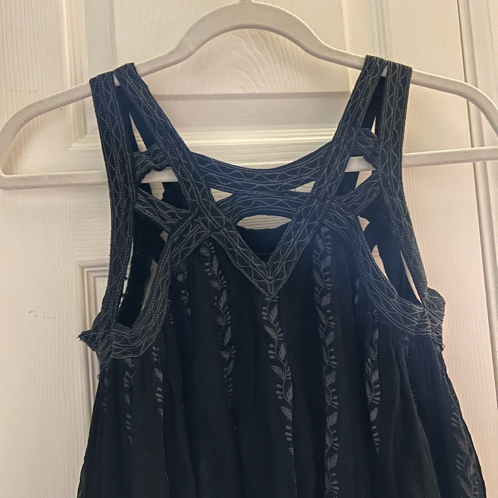 Free People Dress Black Floral with Detailing